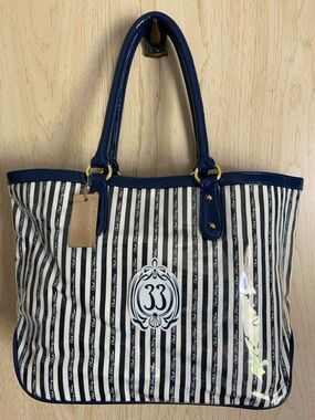 Disneyland Club 33 Striped Tote with Dust Bag Disney Parks